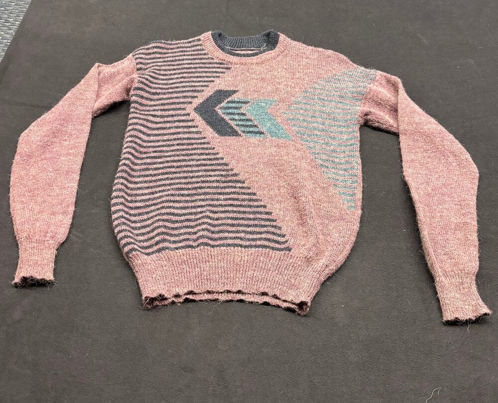 Vintage 80s Angora Wool Geometric Sweater Mauve